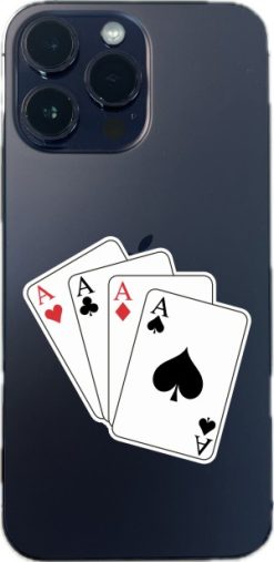 four aces playing cards, card suits symbols, classic casino design - vinyl removable sticker