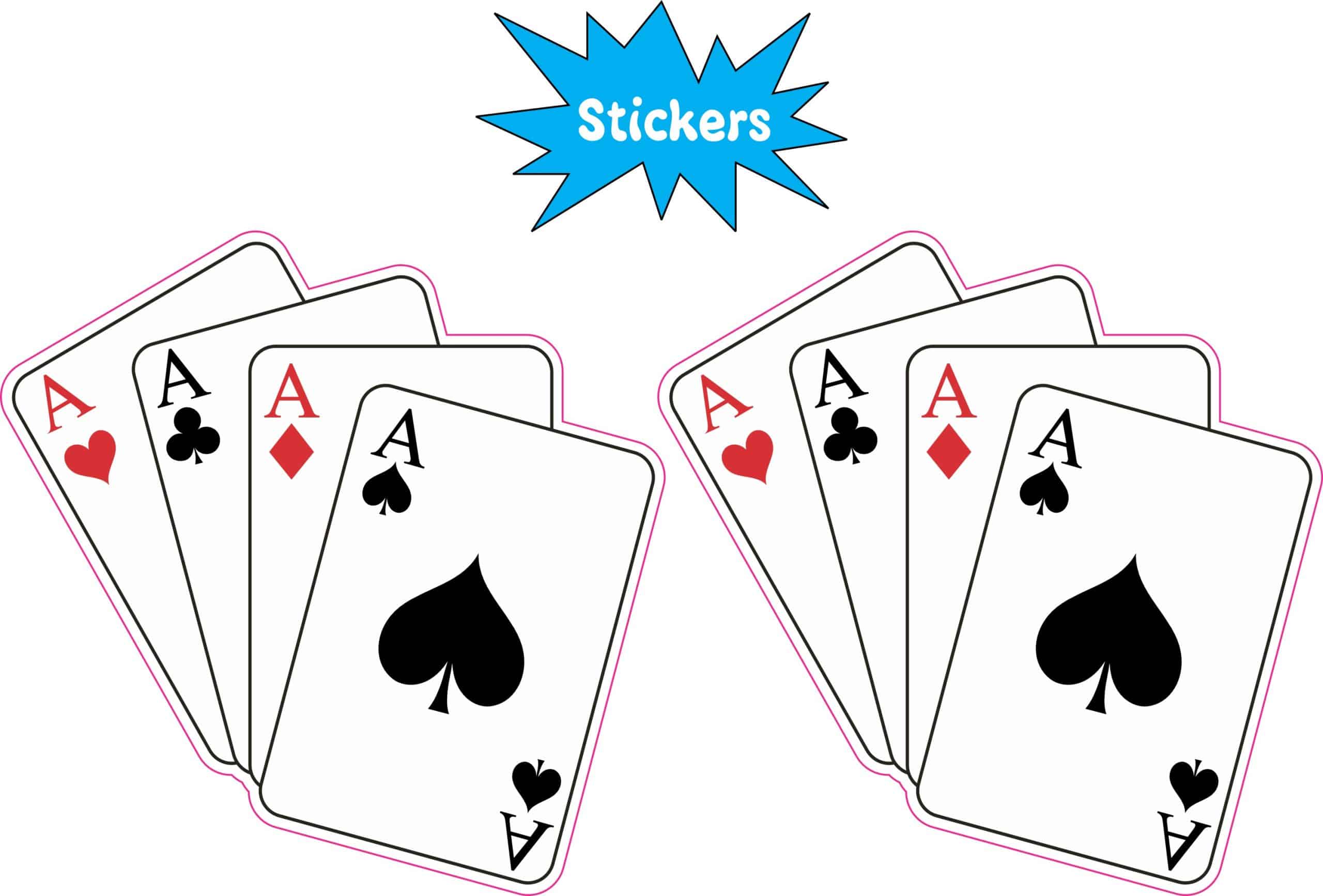 four aces playing cards, card suits symbols, classic casino design - vinyl removable sticker