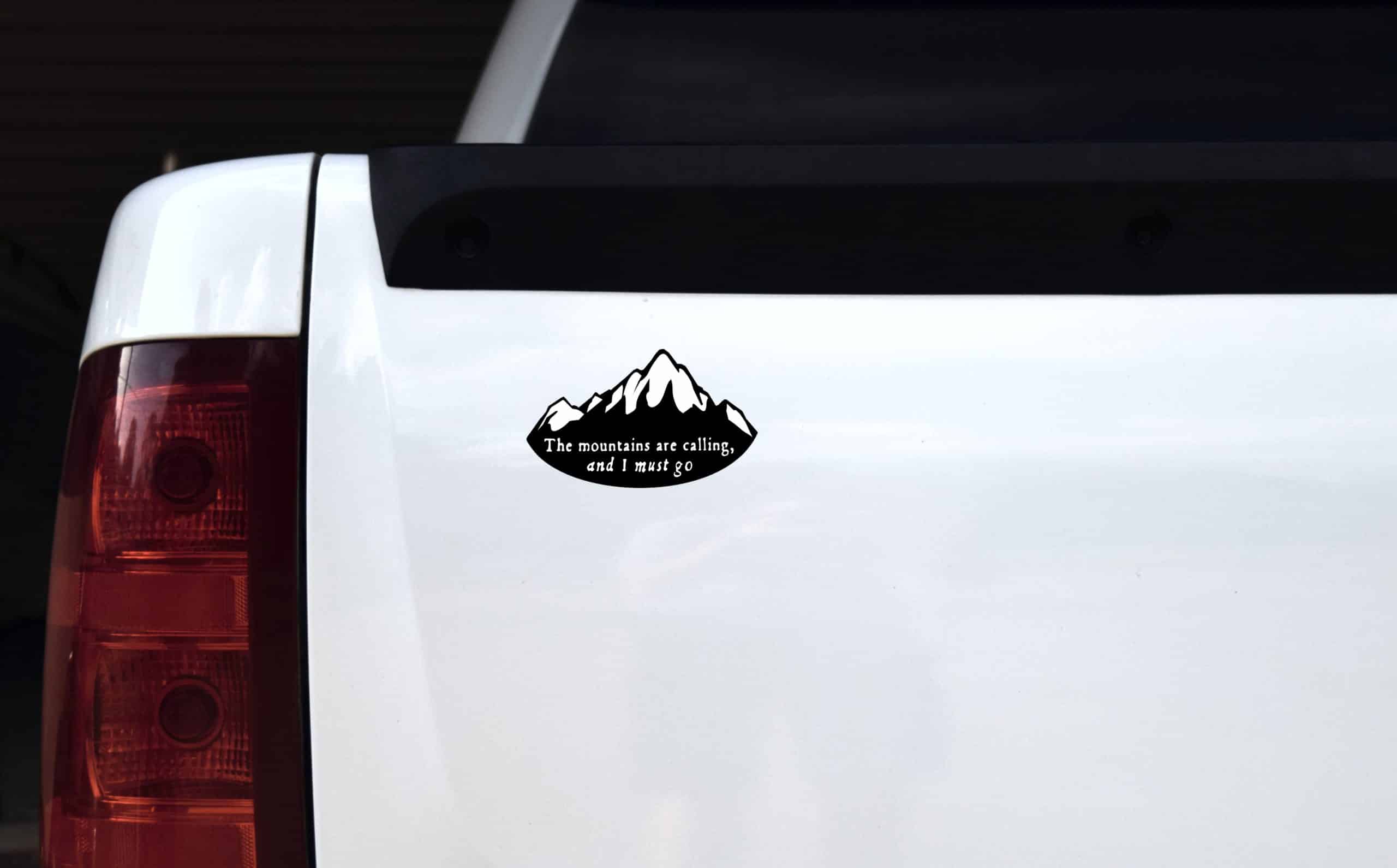 mountain silhouette, inspirational quote, snow-capped peaks - vinyl removable sticker