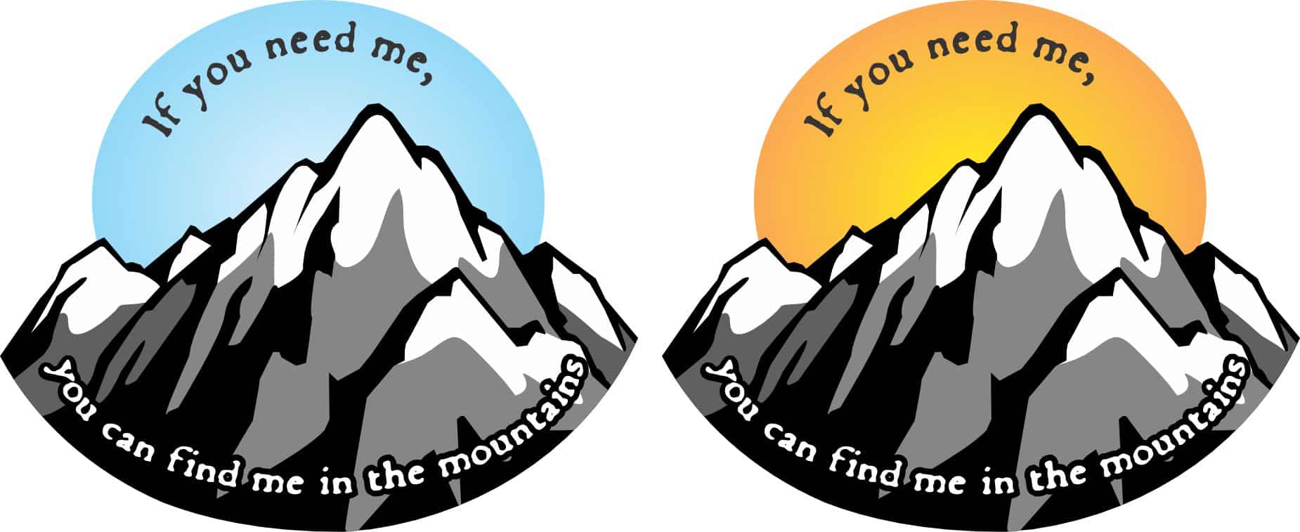 snow-capped mountains, inspirational text, gradient backgrounds - vinyl removable sticker