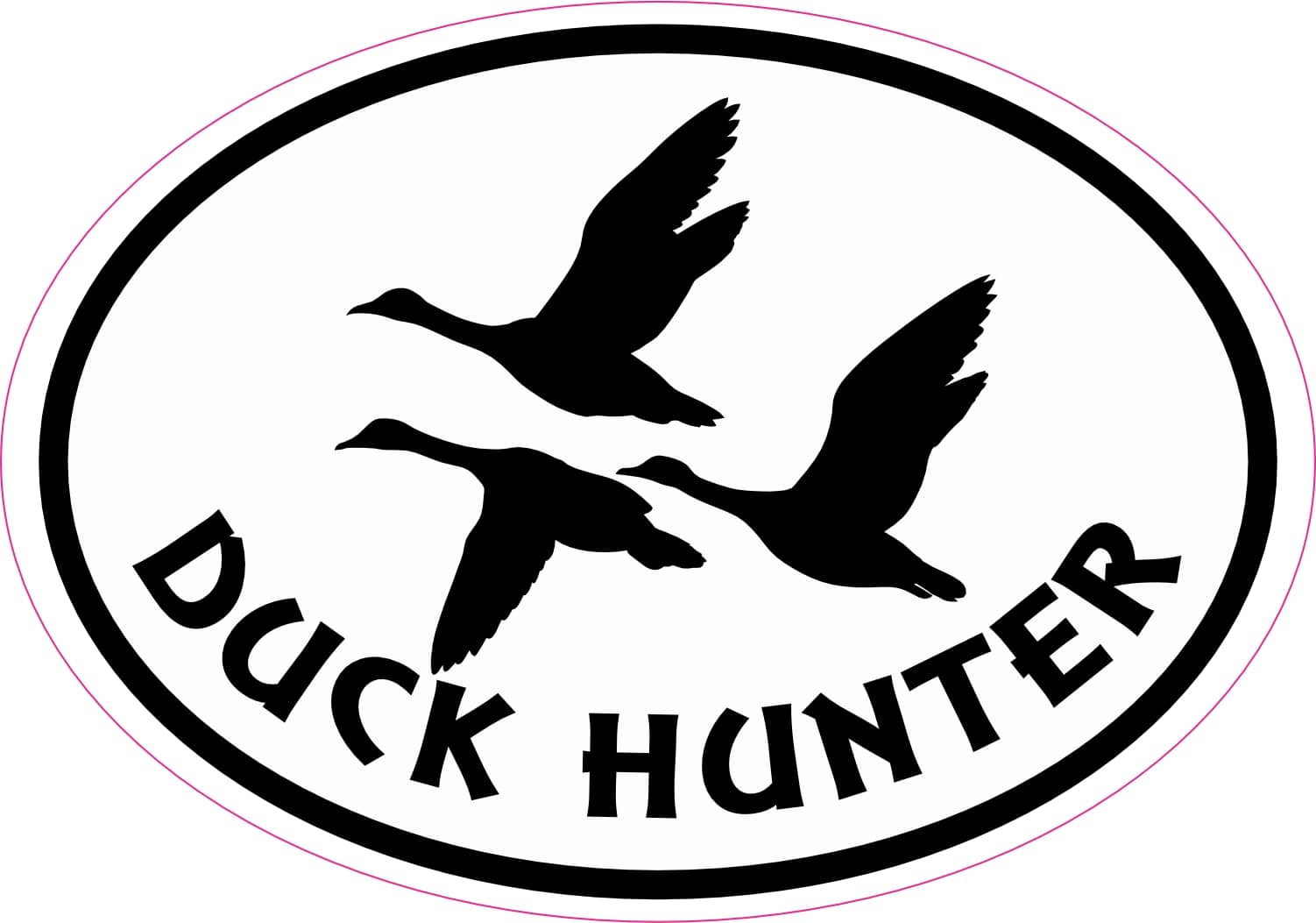 duck silhouettes, oval frame, curved text - vinyl removable sticker
