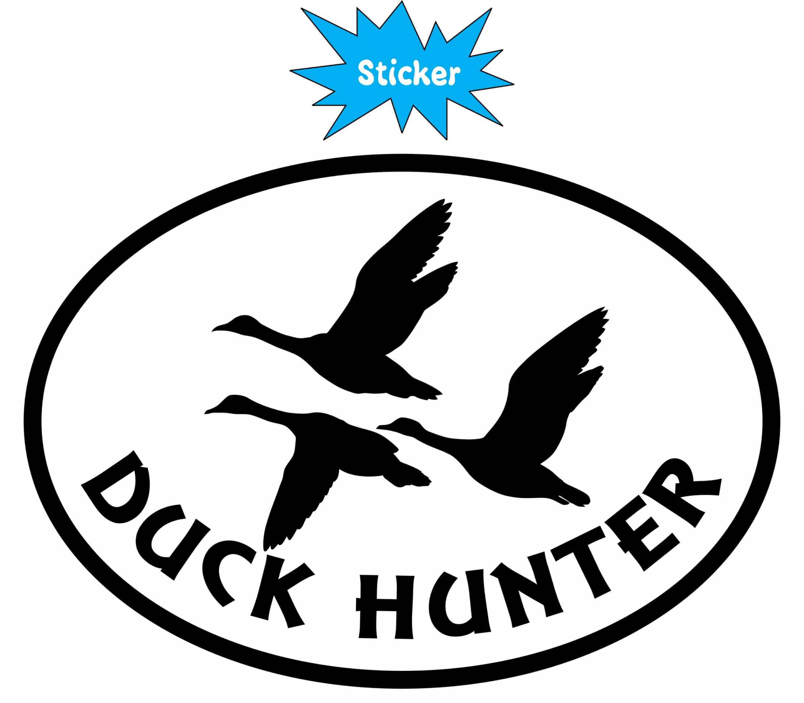 duck silhouettes, oval frame, curved text - vinyl removable sticker