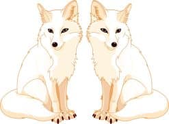 sitting foxes, warm color palette, detailed illustration - vinyl removable sticker