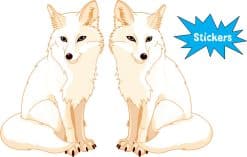 sitting foxes, warm color palette, detailed illustration - vinyl removable sticker