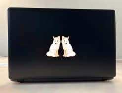 sitting foxes, warm color palette, detailed illustration - vinyl removable sticker