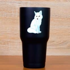 two Arctic wolves, amber eyes, minimalist style - vinyl removable sticker