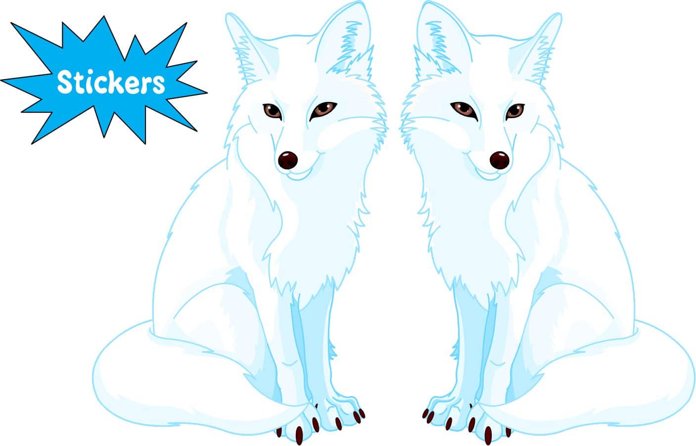 two Arctic wolves, amber eyes, minimalist style - vinyl removable sticker