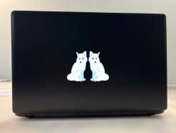 two Arctic wolves, amber eyes, minimalist style - vinyl removable sticker