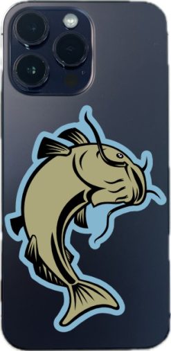 mirror image catfish, realistic whiskers, detailed fins - vinyl removable sticker