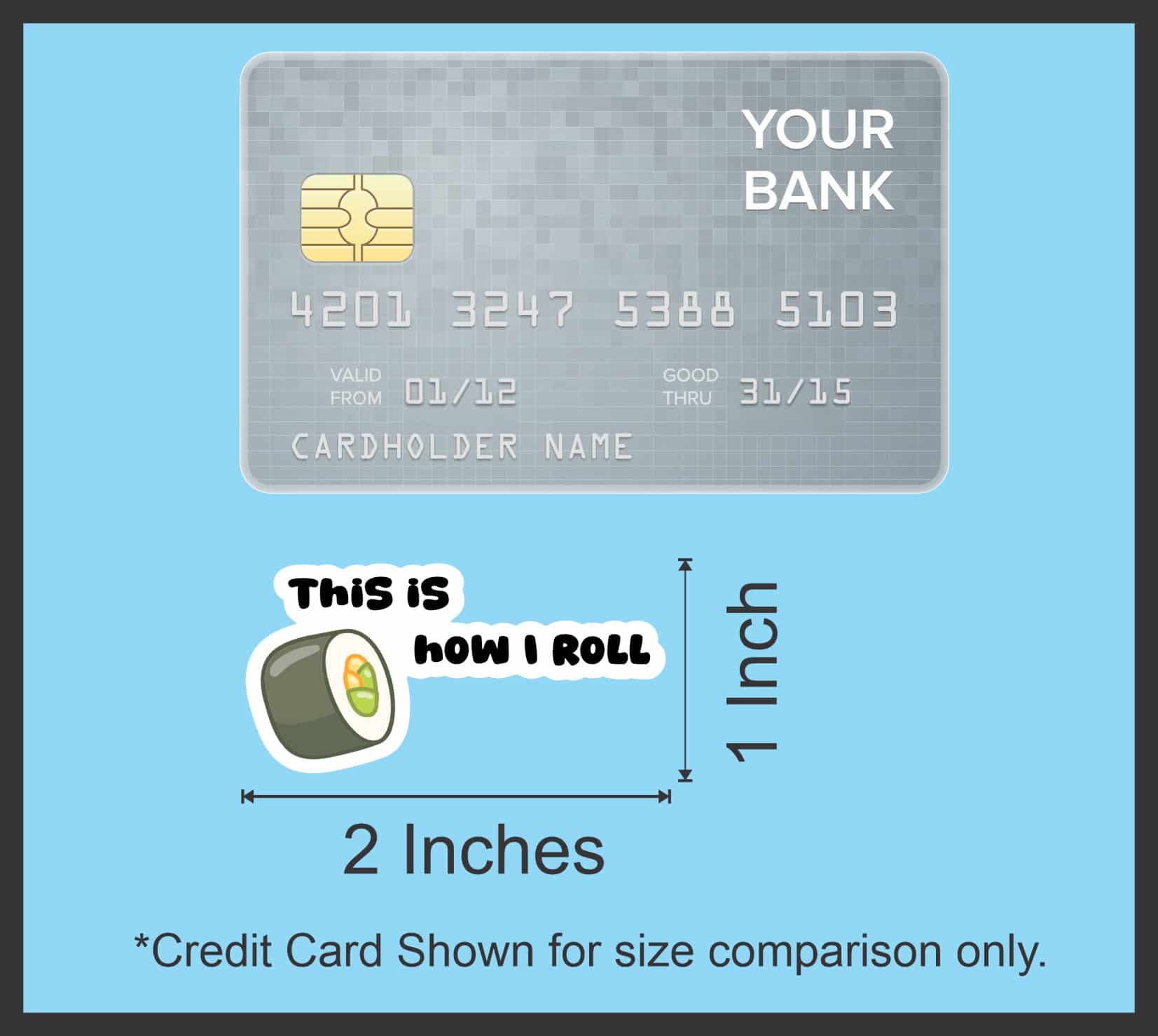 cartoon sushi rolls, cute food characters, pun text - vinyl removable sticker