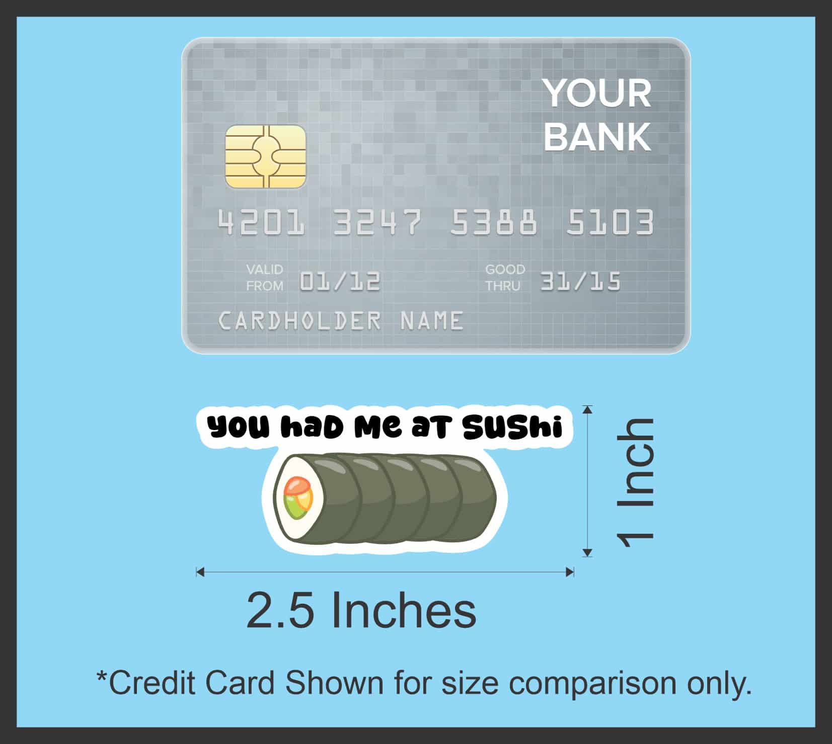 cartoon sushi rolls, cute food characters, pun text - vinyl removable sticker