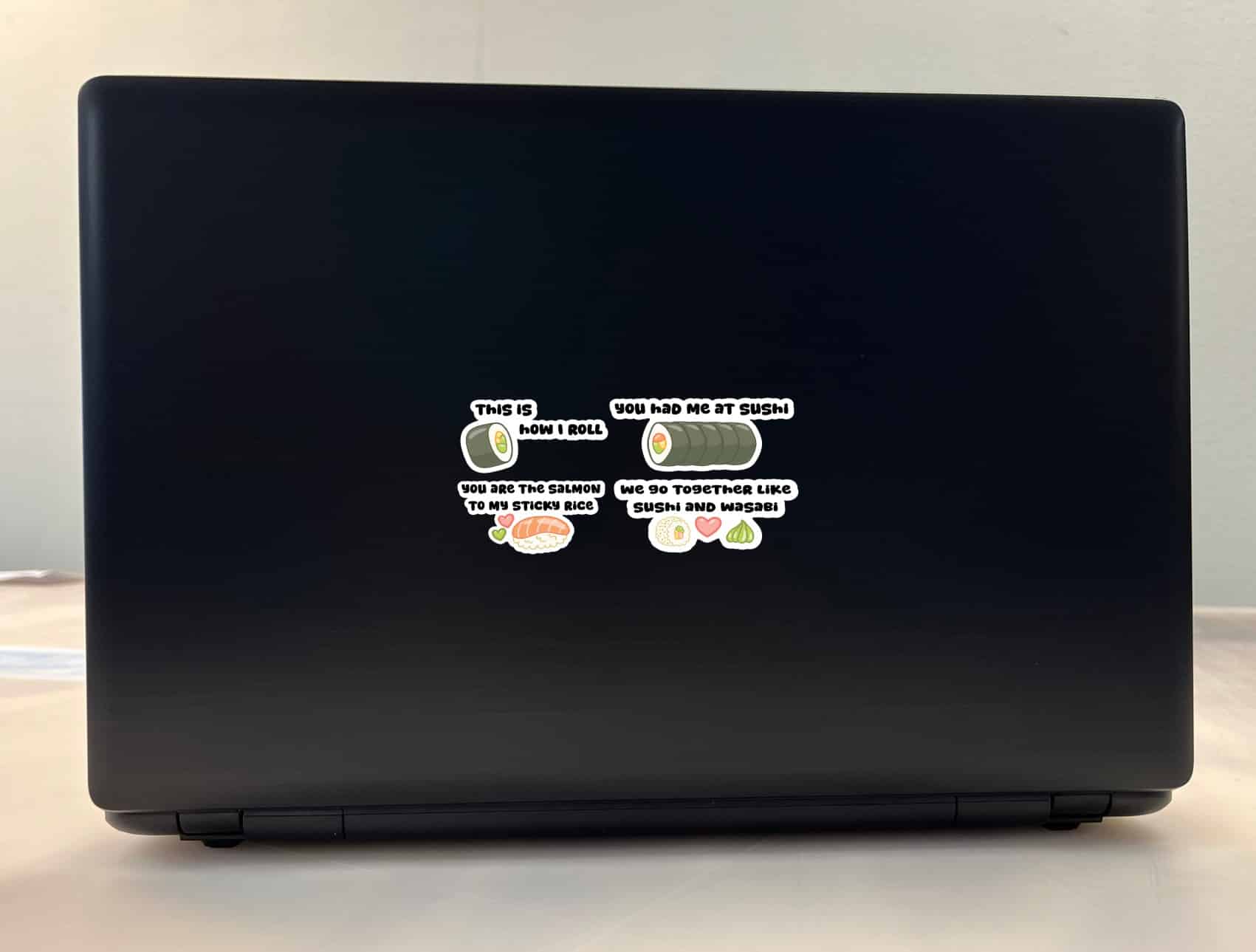 cartoon sushi rolls, cute food characters, pun text - vinyl removable sticker