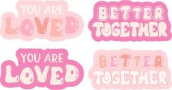 bubble lettering, cloud backgrounds, gradient colors - vinyl removable sticker