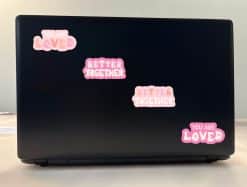 bubble lettering, cloud backgrounds, gradient colors - vinyl removable sticker