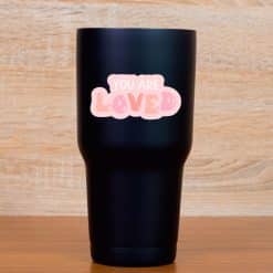 bubble lettering, cloud backgrounds, gradient colors - vinyl removable sticker
