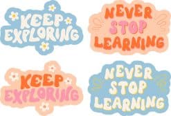 cloud backgrounds, retro typography, daisy flowers - vinyl removable sticker