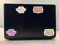 retro bubble letters, floral decorations, inspirational quotes - vinyl removable sticker