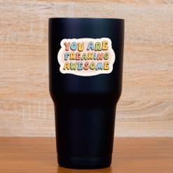 retro bubble letters, floral decorations, inspirational quotes - vinyl removable sticker