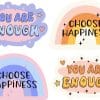 rainbow gradients, cloud shapes, heart decorations - vinyl removable sticker