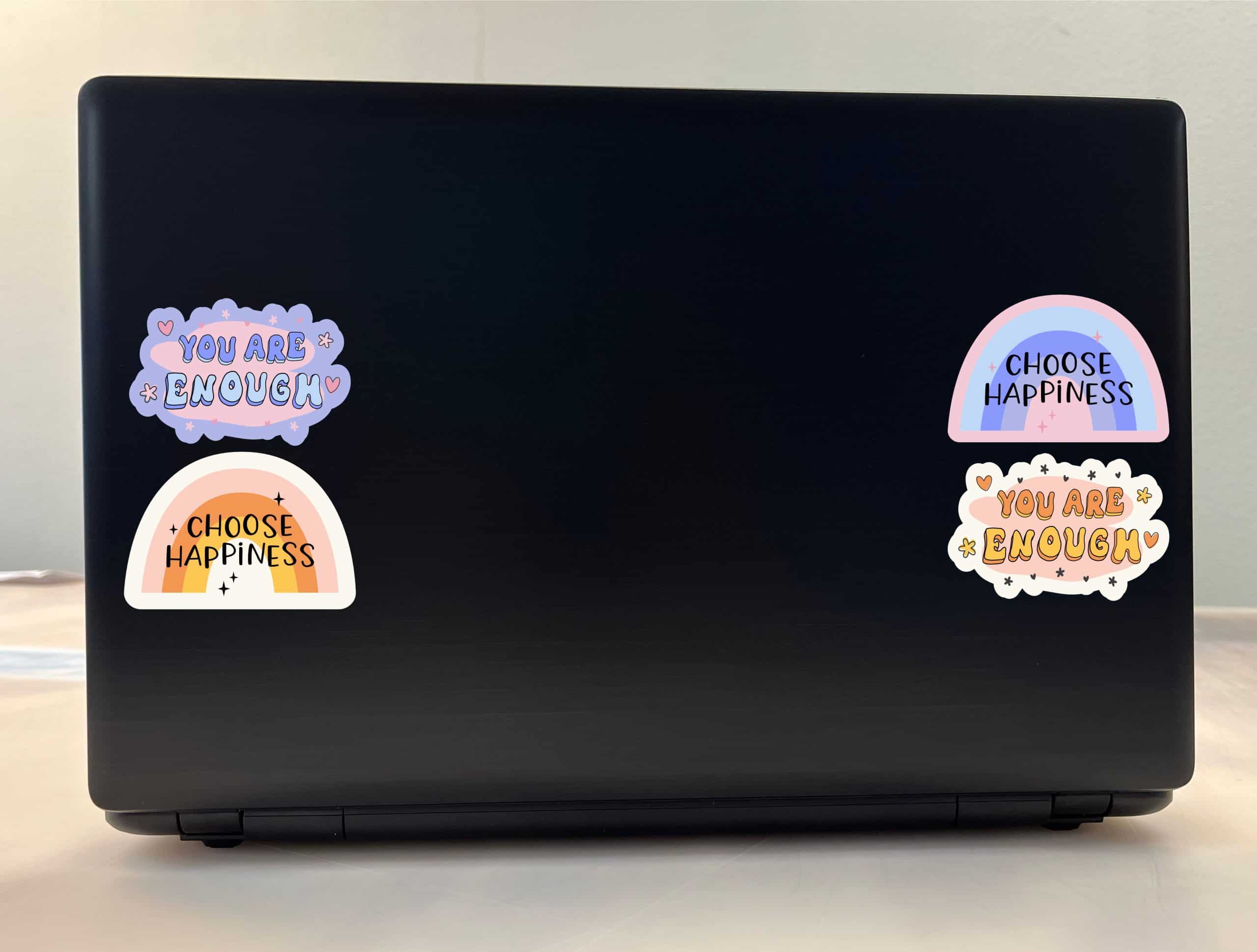rainbow gradients, cloud shapes, heart decorations - vinyl removable sticker
