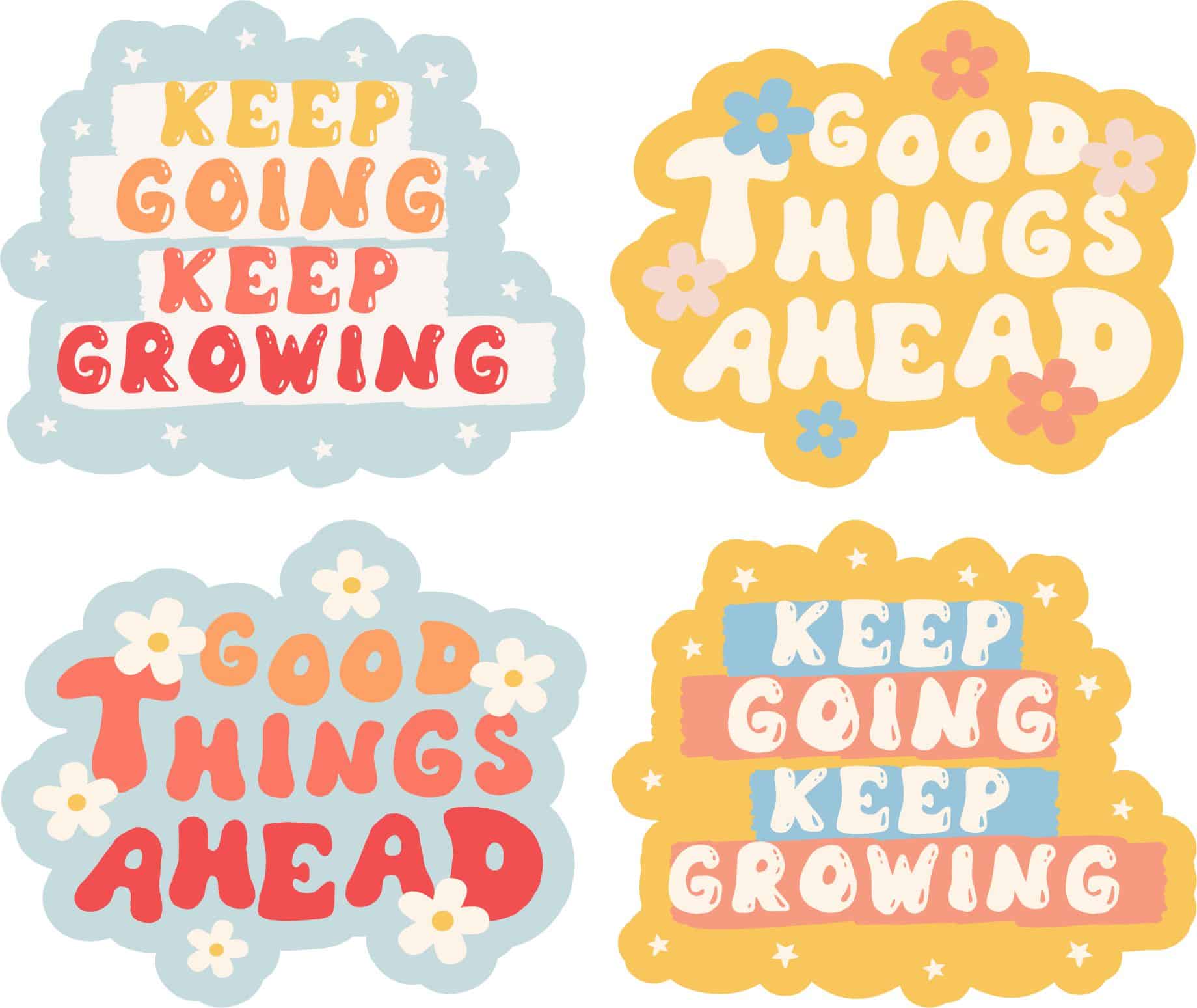 cloud borders, decorative flowers, stars - vinyl removable sticker