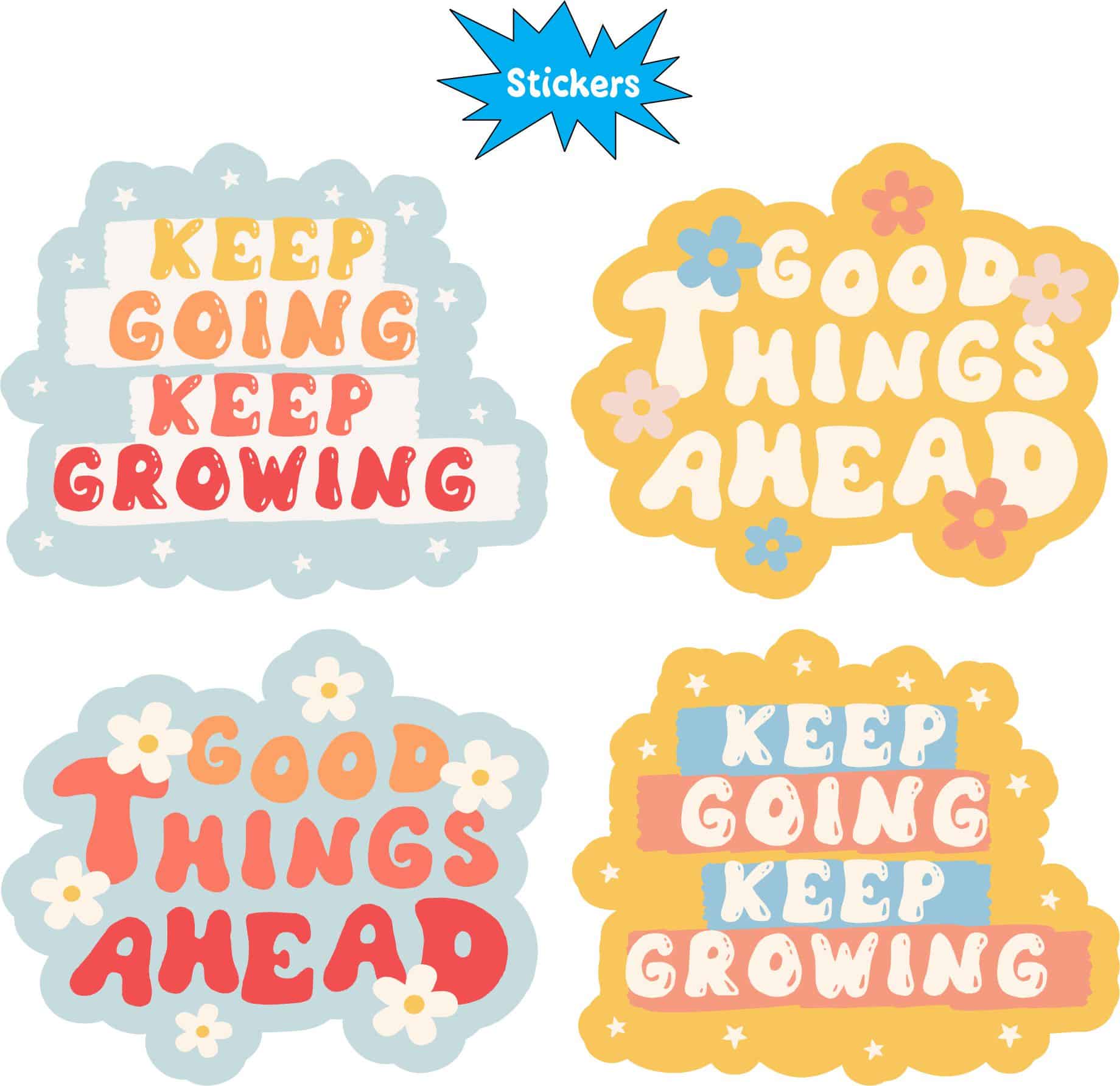 cloud borders, decorative flowers, stars - vinyl removable sticker