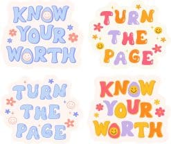 bubble letters, smiley faces, decorative flowers - vinyl removable sticker