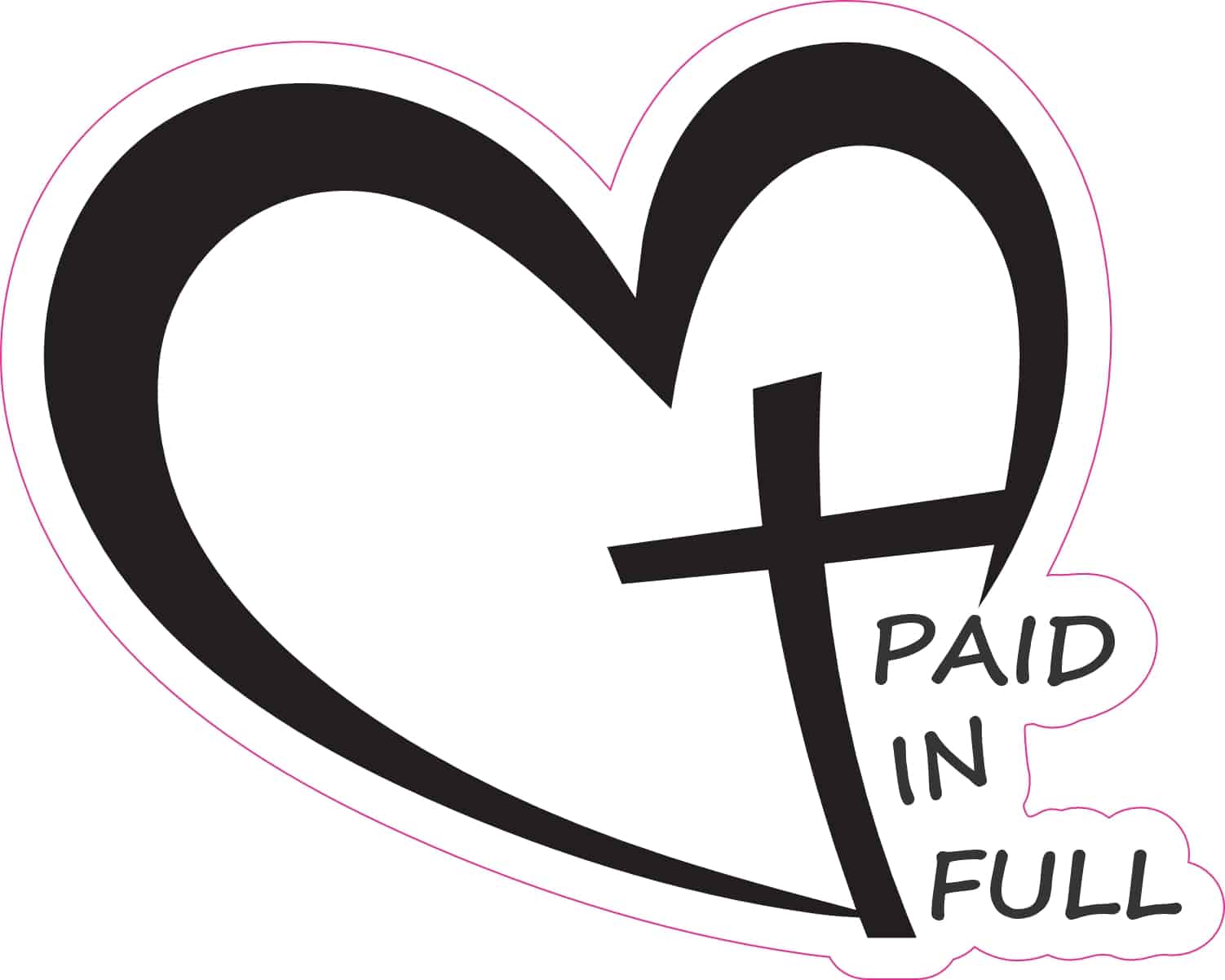 heart shape, cross symbol, text typography - vinyl removable sticker