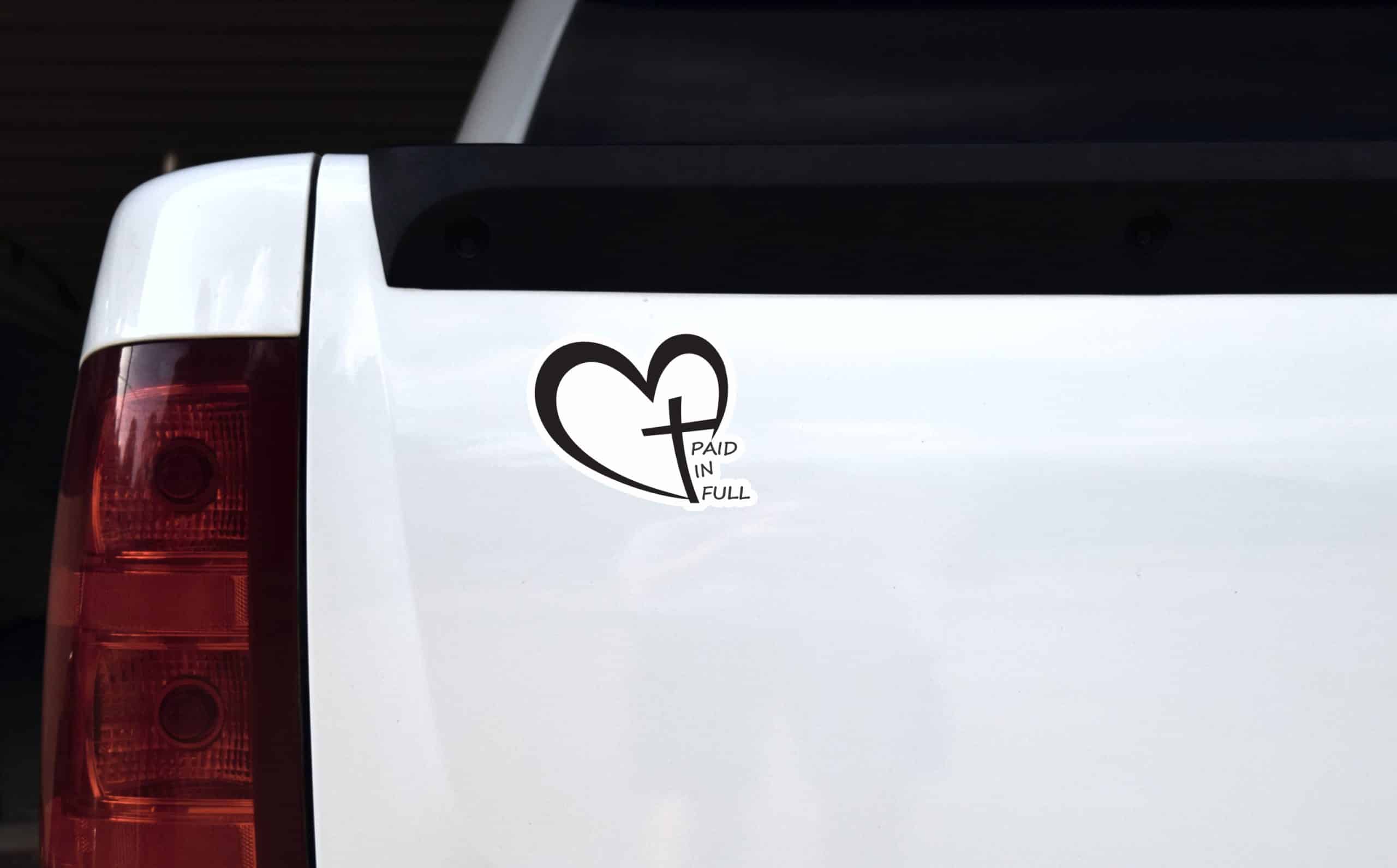 heart shape, cross symbol, text typography - vinyl removable sticker
