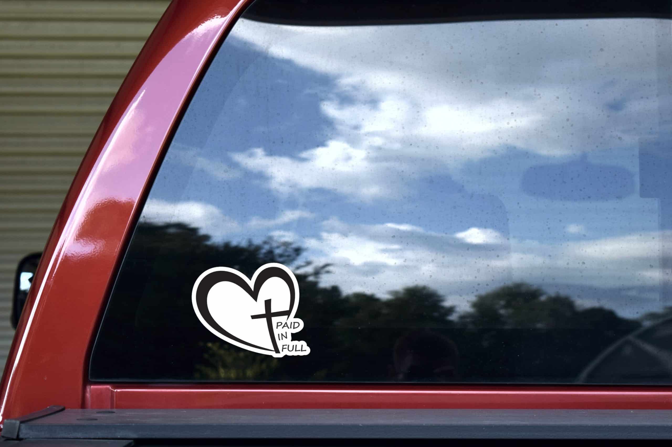 heart shape, cross symbol, text typography - vinyl removable sticker
