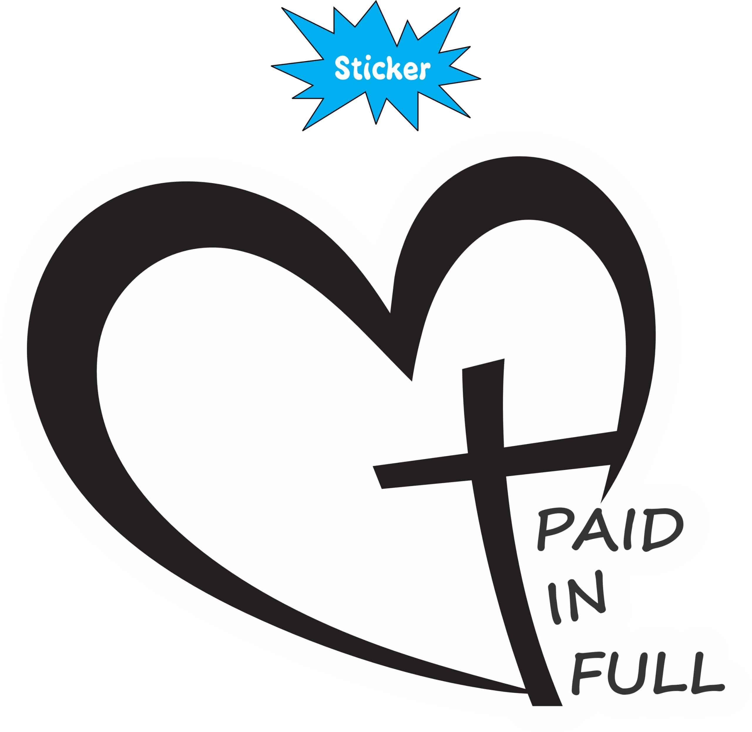 heart shape, cross symbol, text typography - vinyl removable sticker