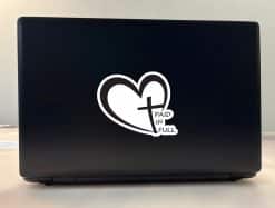 heart shape, cross symbol, text typography - vinyl removable sticker