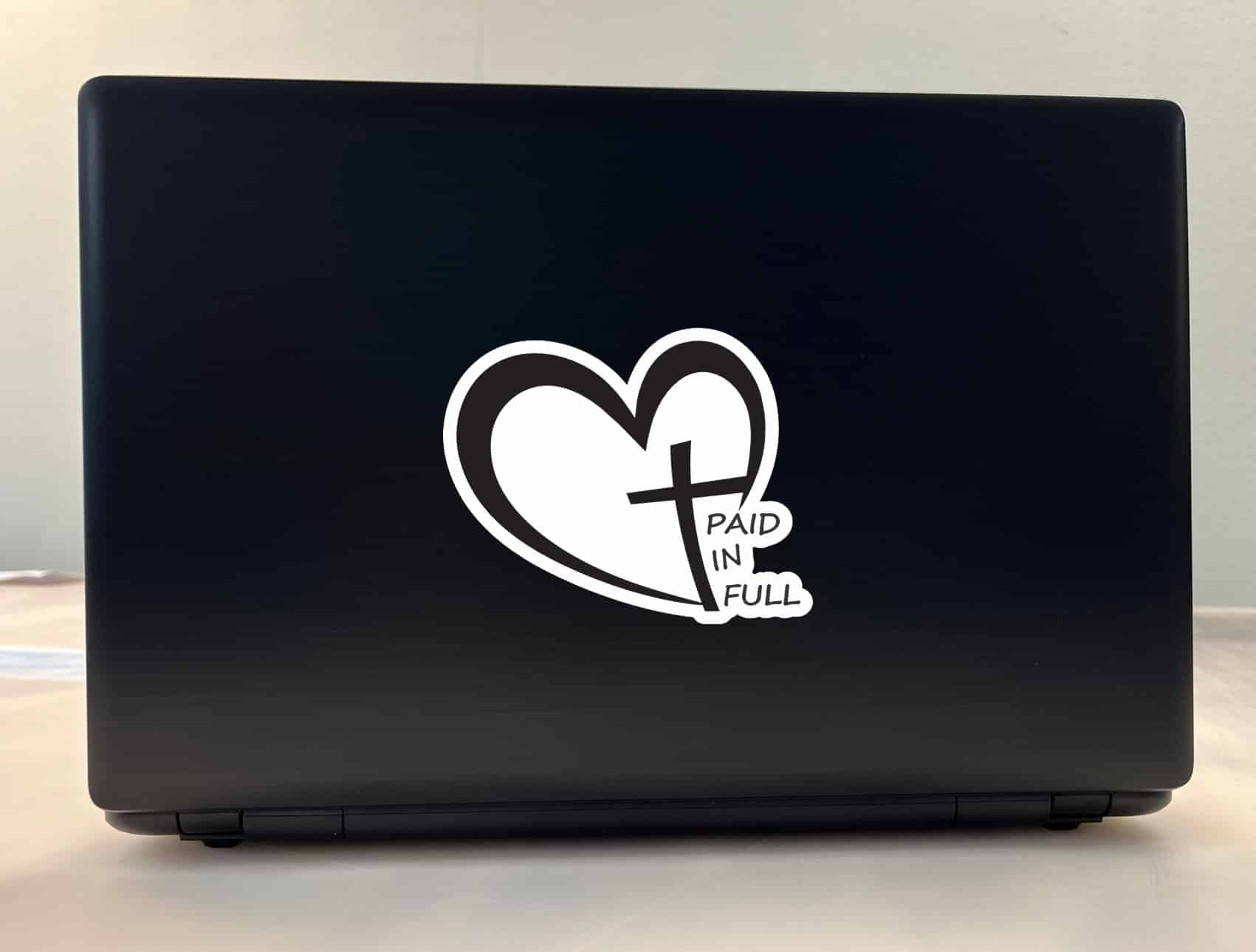 heart shape, cross symbol, text typography - vinyl removable sticker