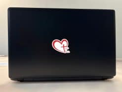 heart shape, cross symbol, PAID IN FULL text - vinyl removable sticker