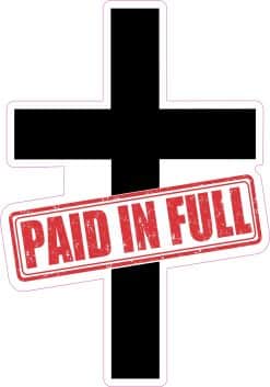 black cross, red stamp overlay, bold typography - vinyl removable sticker