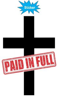 black cross, red stamp overlay, bold typography - vinyl removable sticker