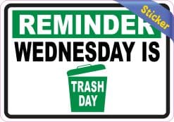 bold typography, trash can icon, high contrast colors - vinyl removable sticker