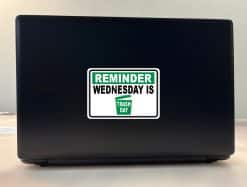 bold typography, trash can icon, high contrast colors - vinyl removable sticker