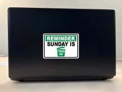 bold typography, trash can icon, color-coded text - vinyl removable sticker