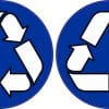 recycling symbol, circular background, three curved arrows - vinyl removable sticker