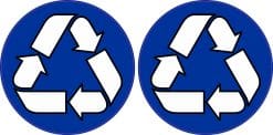 recycling symbol, circular background, three curved arrows - vinyl removable sticker