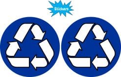 recycling symbol, circular background, three curved arrows - vinyl removable sticker