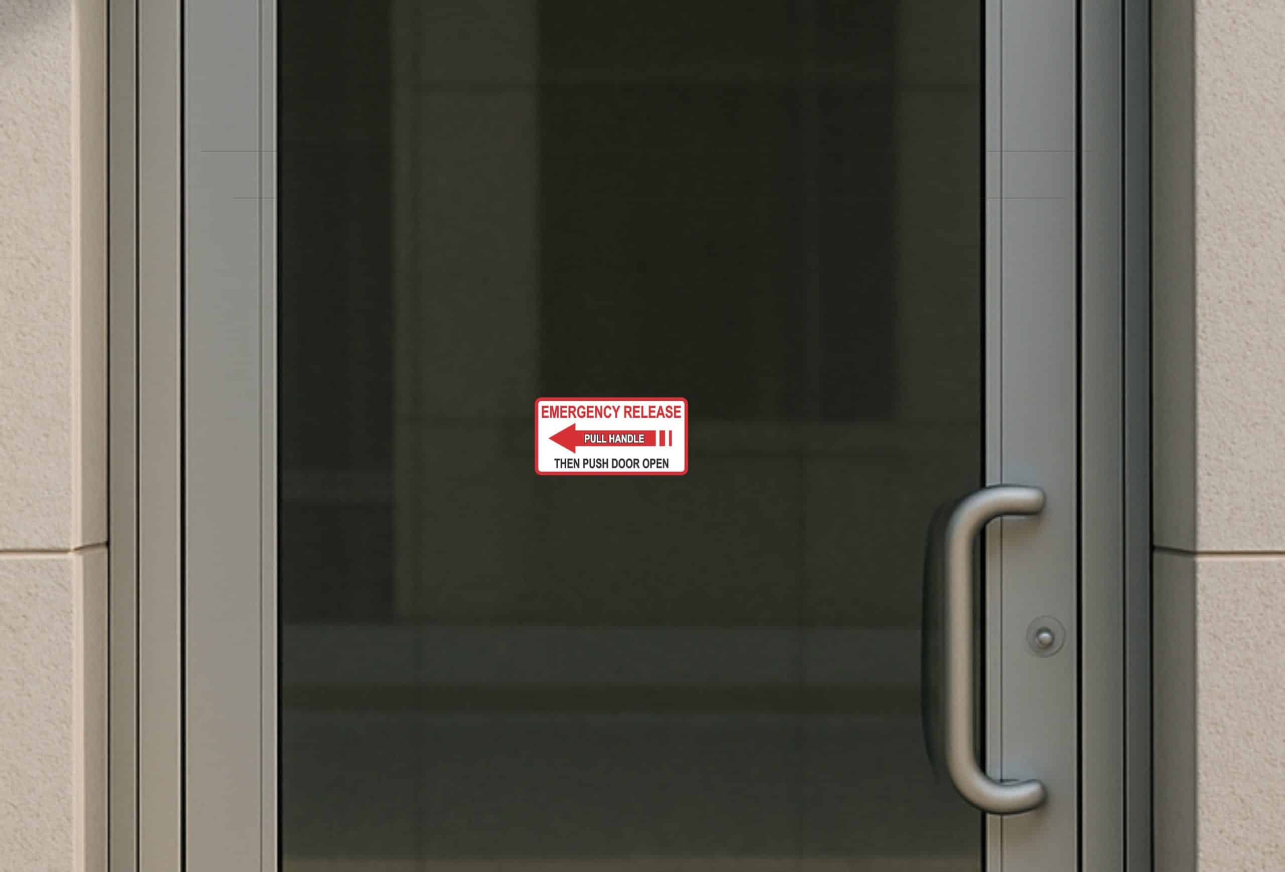 directional arrow, bold text, high contrast colors - vinyl removable sticker