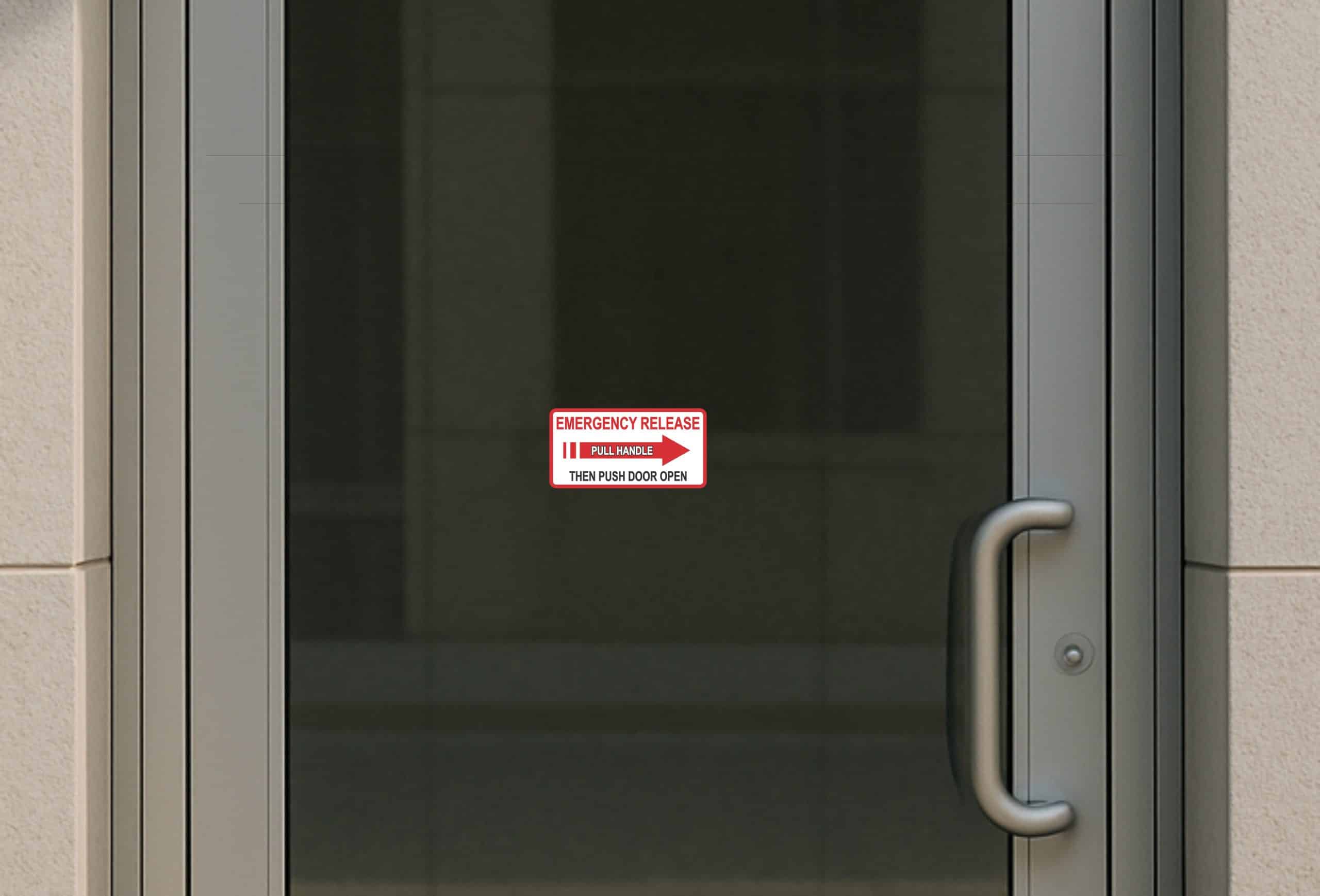 bold text, directional arrow, high contrast colors - vinyl removable sticker