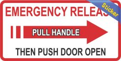StickerTalk Emergency Release Pull Handle Safety Vinyl Sticker, 6 inches by 3 inches