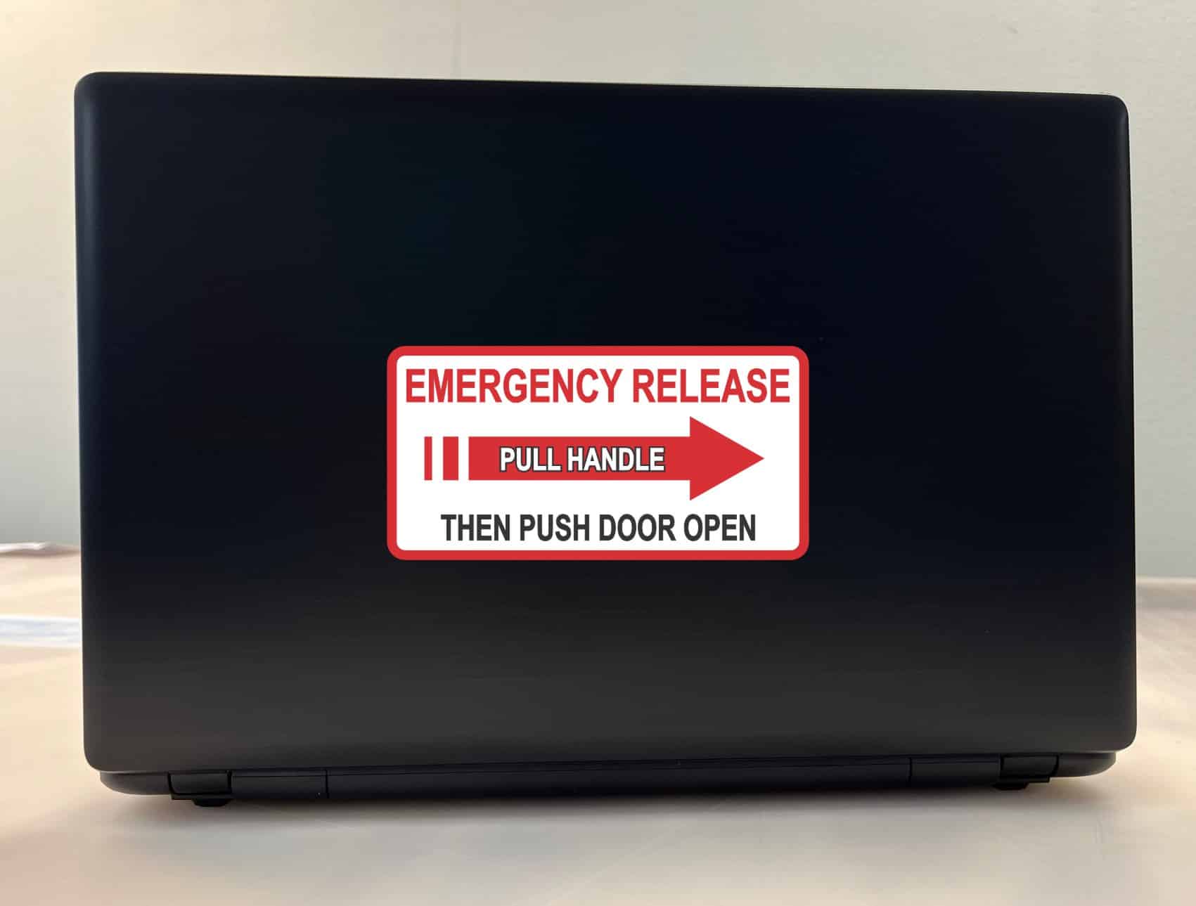 bold text, directional arrow, high contrast colors - vinyl removable sticker