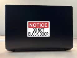 red header banner, bold white text, black sans-serif lettering - vinyl removable sticker