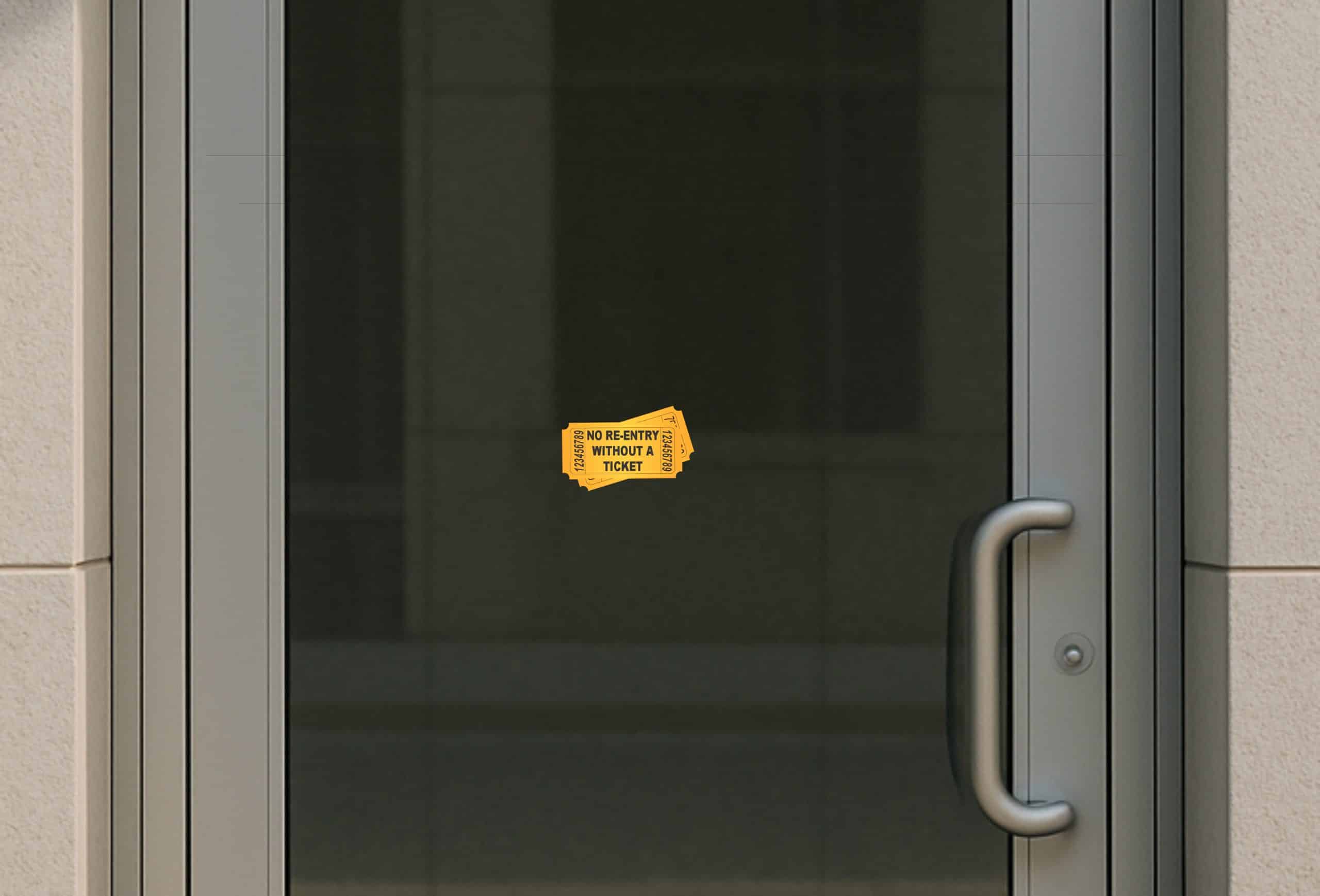 ticket shape, bold text, numbered sides - vinyl removable sticker