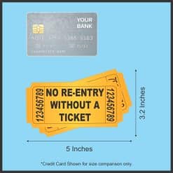 ticket shape, bold text, numbered sides - vinyl removable sticker
