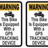 motorcycle silhouette graphic, warning text layout, high contrast color scheme - vinyl removable sticker